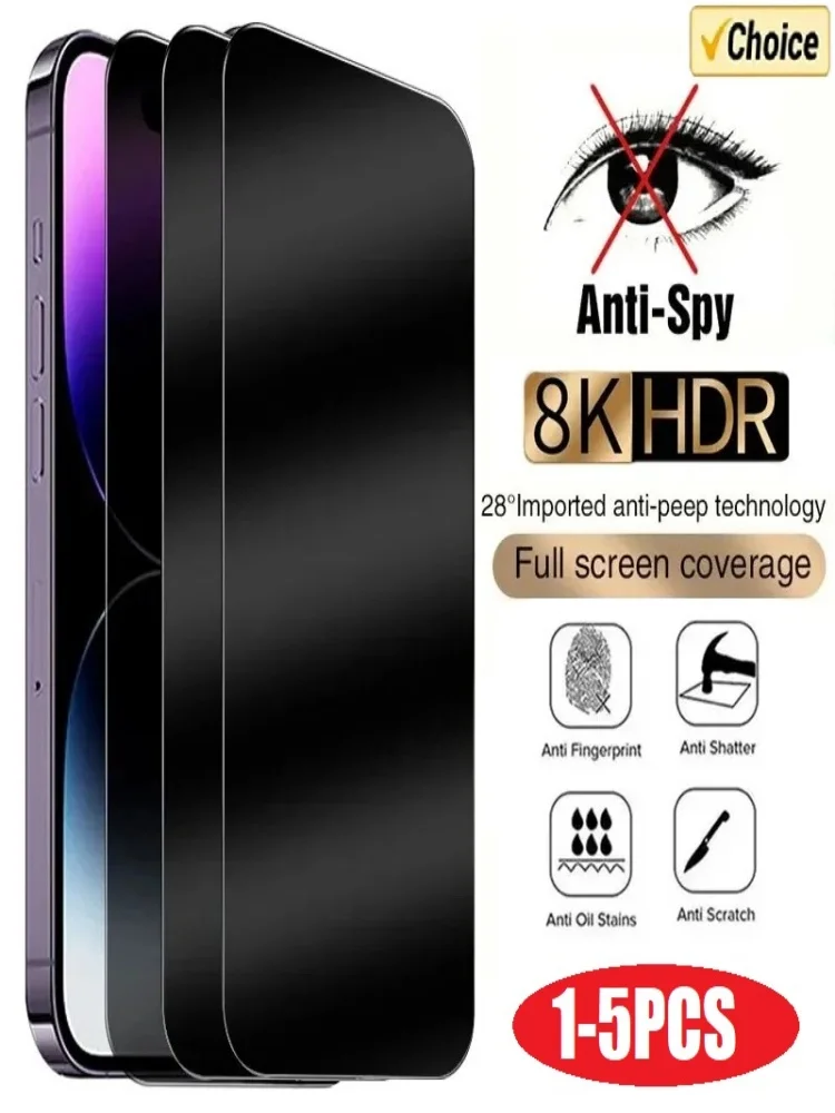 1-5PCS Anti-Spy Glas für iPhone 15 14 13 12 11 Pro Max Mini X XS XR 7 8 6 Plus Privatsphäre Displayschutzfolie für iPhone 17 16 17Air