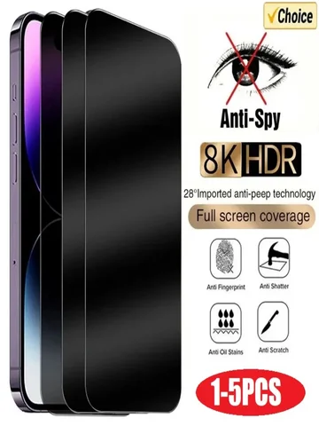 1-5 Stuks Anti-Spy Glas Voor Iphone 15 14 13 12 11 Pro Max Mini X Xs Xr 7 8 6 Plus Privacy Schermbeschermer Voor Iphone Se 2020 2022