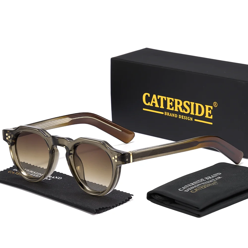 CATERSIDE Modische Runde Sonnenbrille für Damen und Herren, UV400-Schutz, kleiner Rahmen, Retro-Outdoor-Sonnenbrille zum Autofahren und Wandern – Detail 16