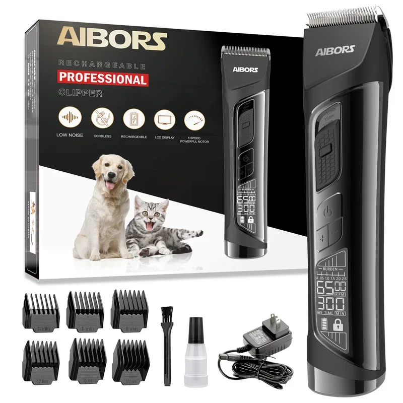 Professional Dog Hair Clippers for Grooming,electronic beauty puppy with LCD,low noise trimmer,hair cutting machine for Pet,cat