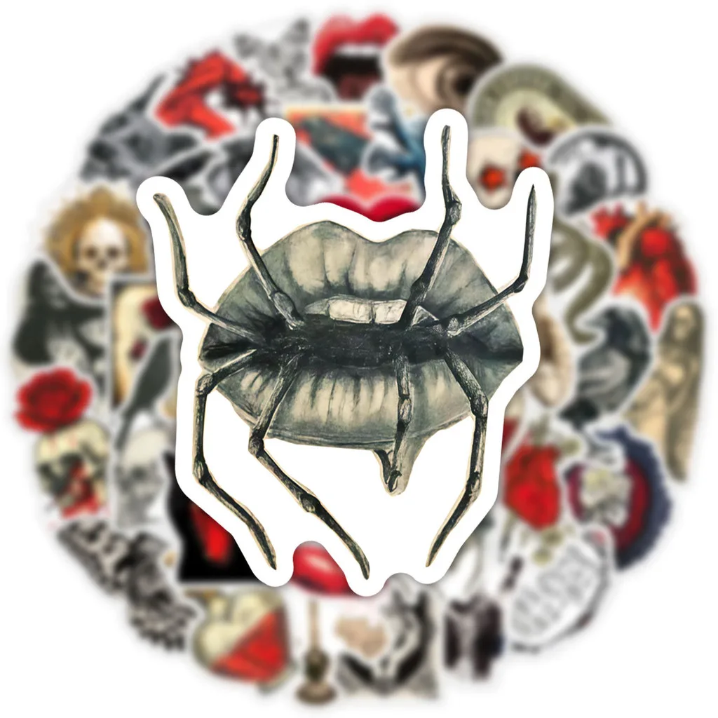 50 قطعة من ملصقات الرعب باللونين الأحمر والأسود العتيقة - ديكور جرافيتي مقاوم للماء، مثالي لتسجيل أجهزة الكمبيوتر المحمول متجر YourLife