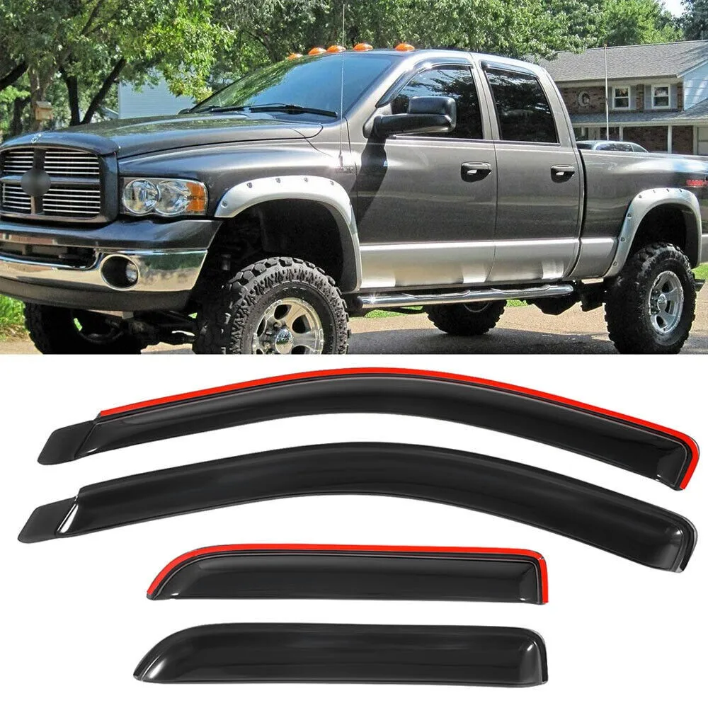 

For 2003-2009 Dodge Ram Quad Cab In-Channel Smoke Window Visor Vent Rain Guards