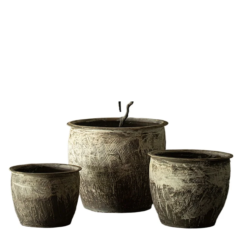 

Retro style old floor large flower pot home stay courtyard garden Chinese ceramic large diameter vase