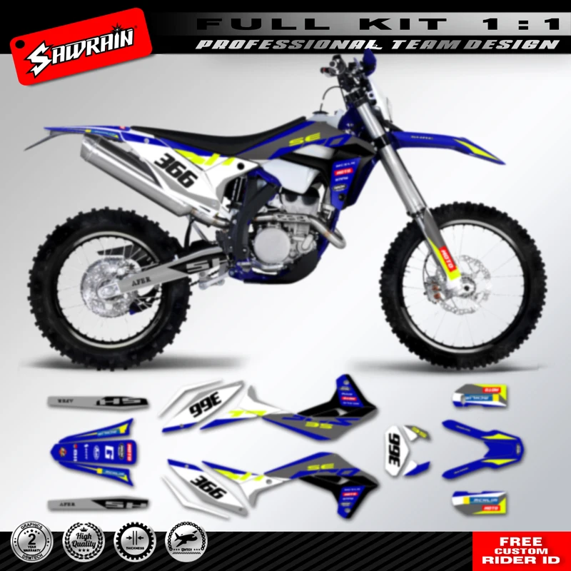 Sawrain Motorcycle Sticker Custom Team Graphics Decals Kit For SHERCO SE SEF 2017 2018 2019 2020 2021 2022 2023