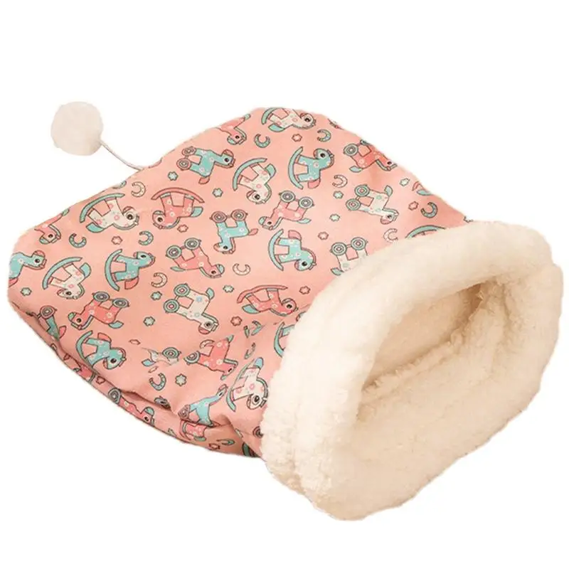 Cat Sleep Sack Semi-Closed Cat Cave Bed With Tail Ball Cat Hideaways Comfortable Pet Snuggle Sack For Indoor Cats For Winter