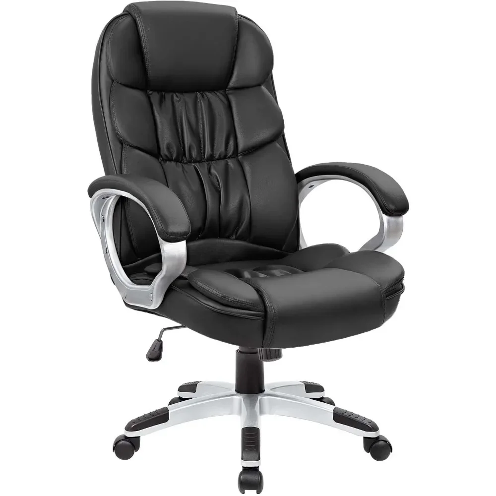 

Office Chair High Back Chair,PU Leather Adjustable Height Modern Executive Swivel with Padded Armrests and Lumbar Support