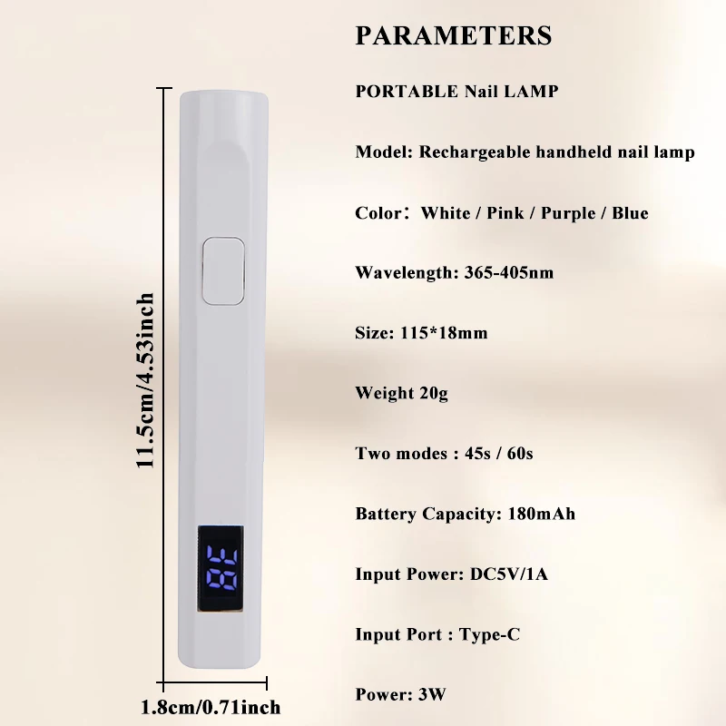 충전식 휴대용 미니 네일 램프 젤 폴리쉬 빠른 건조 플래시라이트 펜 USB 네일 드라이어 타입-C UV LED 네일 램프