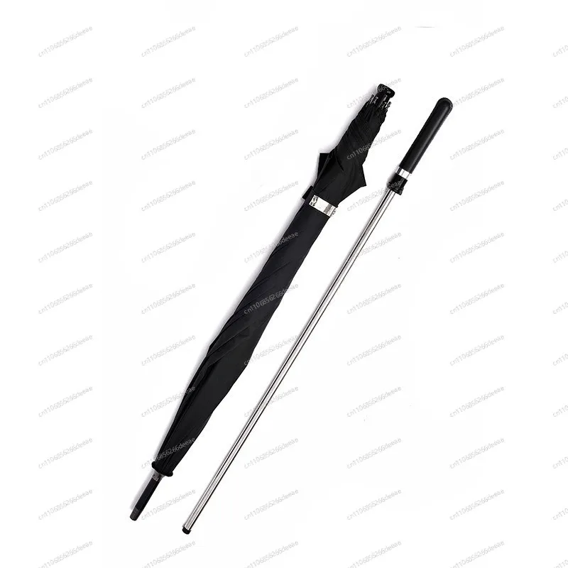 YbjBlack Straight Long Handle Sunshade Umbrella, Pull-Out Design Sunscreen Umbrella