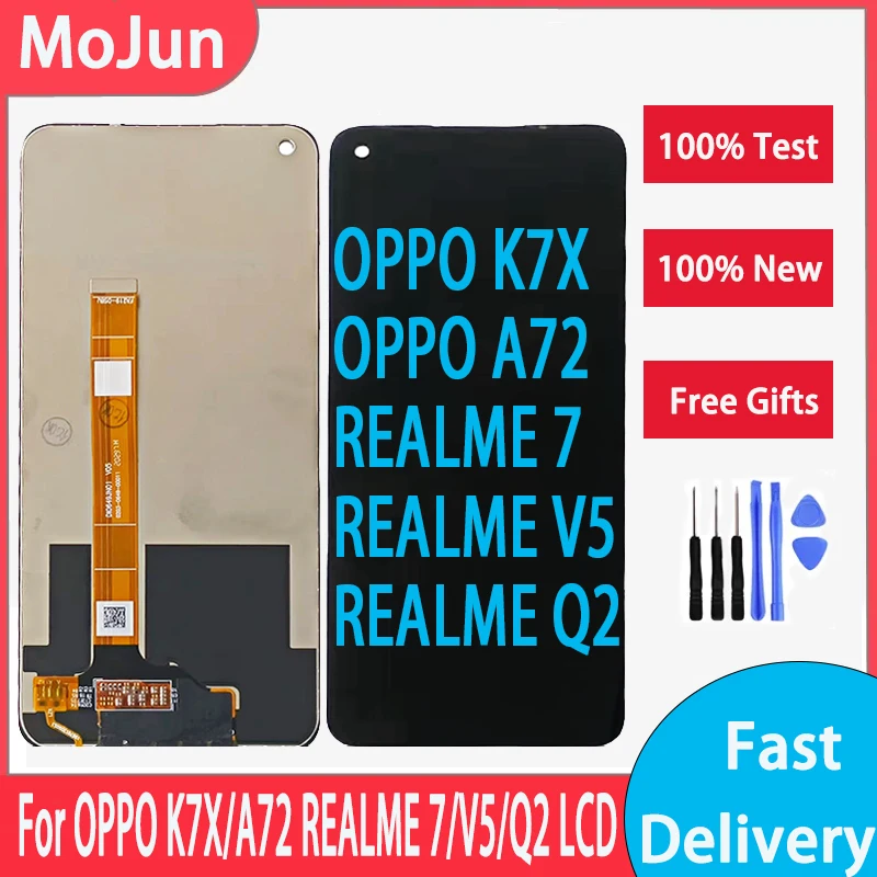 LCD Display For REALME V5 LCD Display Touch Screen Digitizer Assembly For OPPO K7X A72 REALME 7 V5 Q2 LCD Screen Replacement