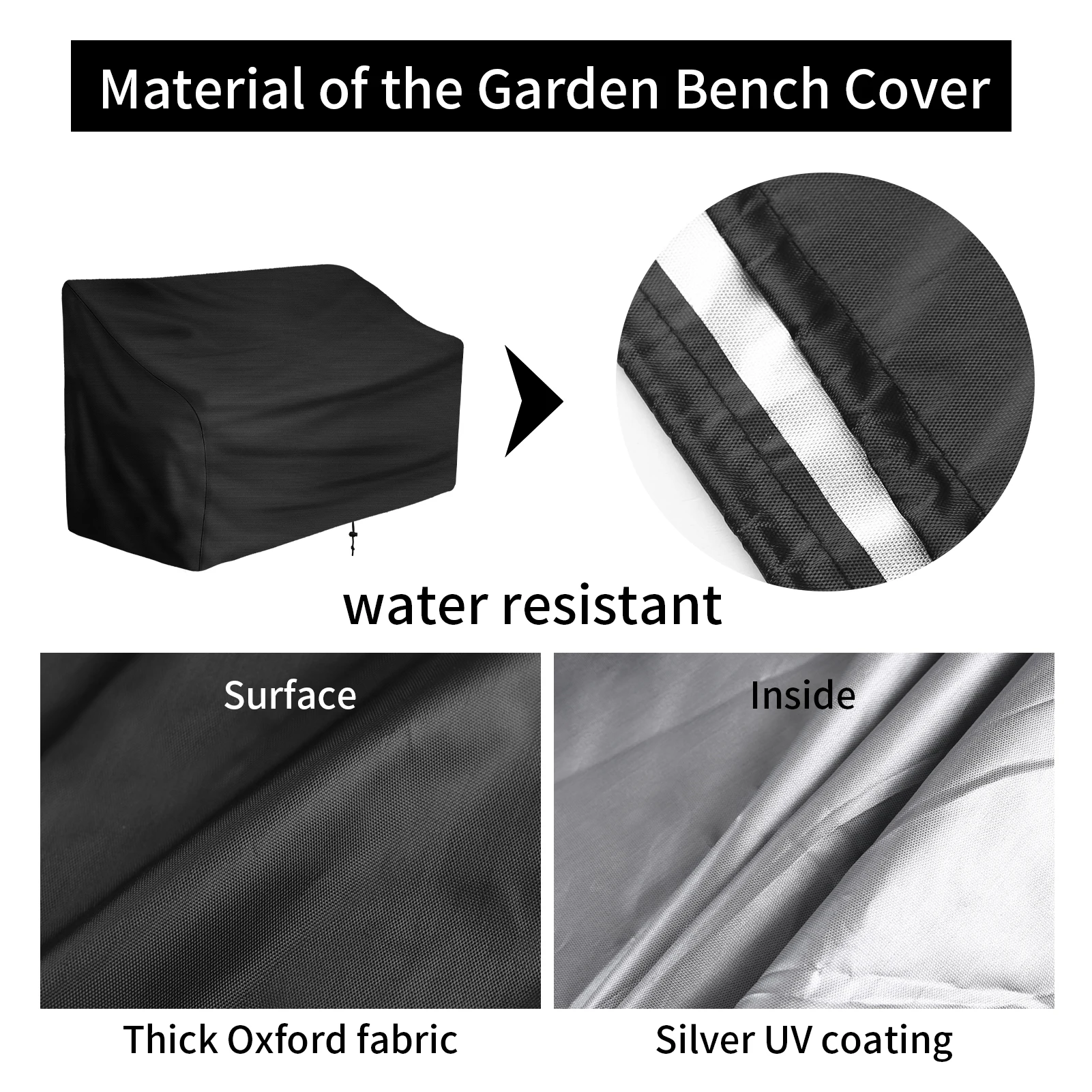 210D Oxford Patio Bench Covers Waterproof Long Chair Slipcovers Dustproof Fade-resistant Folding Seat Garden Furniture Protector