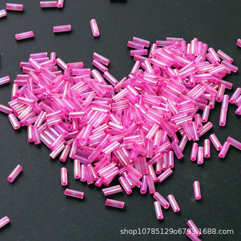5g 2x6mm Colorful Bugles Glass Beads Bugles Loose Spacer Seed Beads for Needlework Jewelry Making DIY Garments Accessories