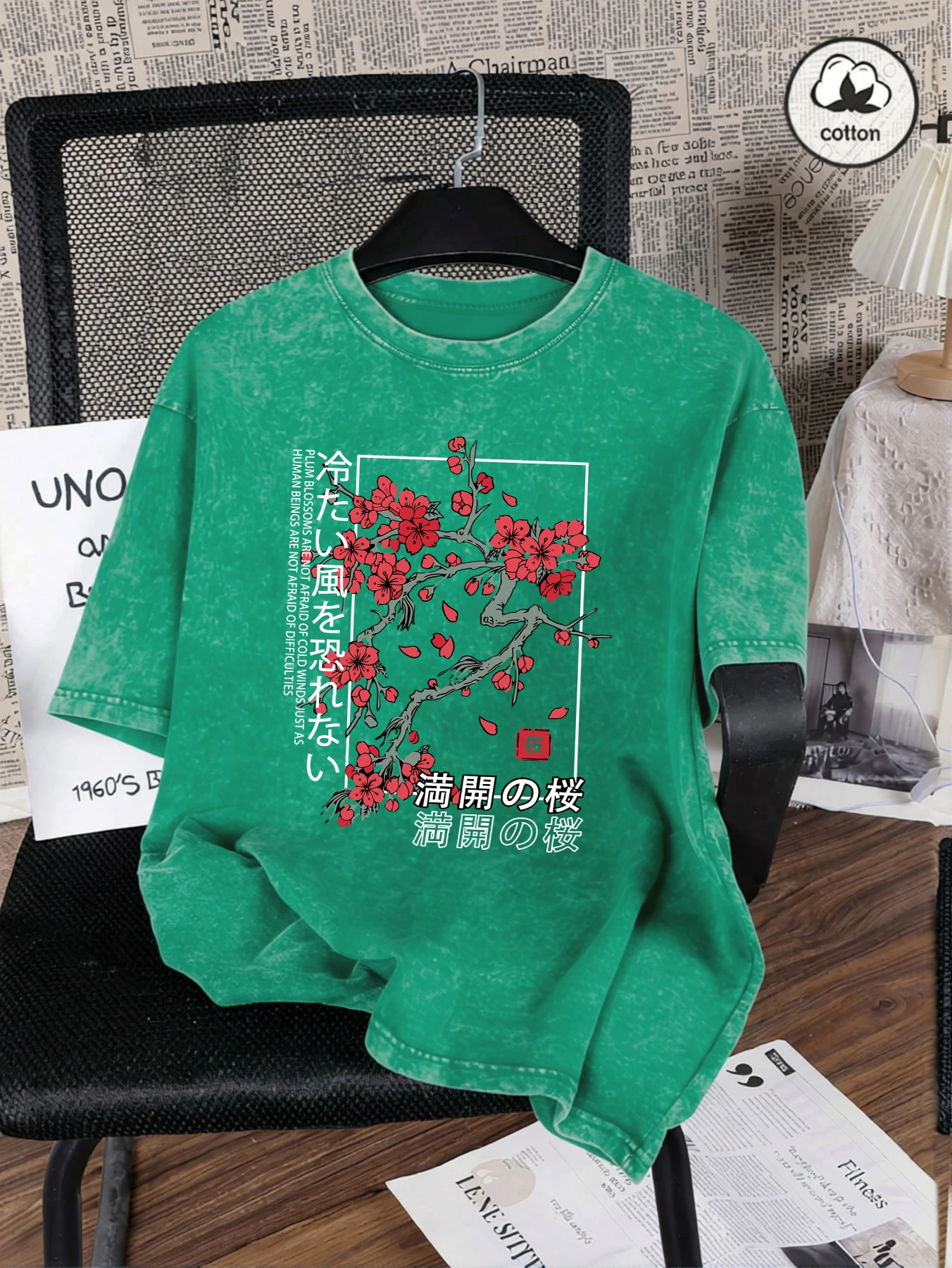Japan Tokyo Beautiful Cherry Blossom Printed Women Washed T Shirt Summer Cotton T-Shirts Loose Y2K Clothe Crewneck Short Sleeves