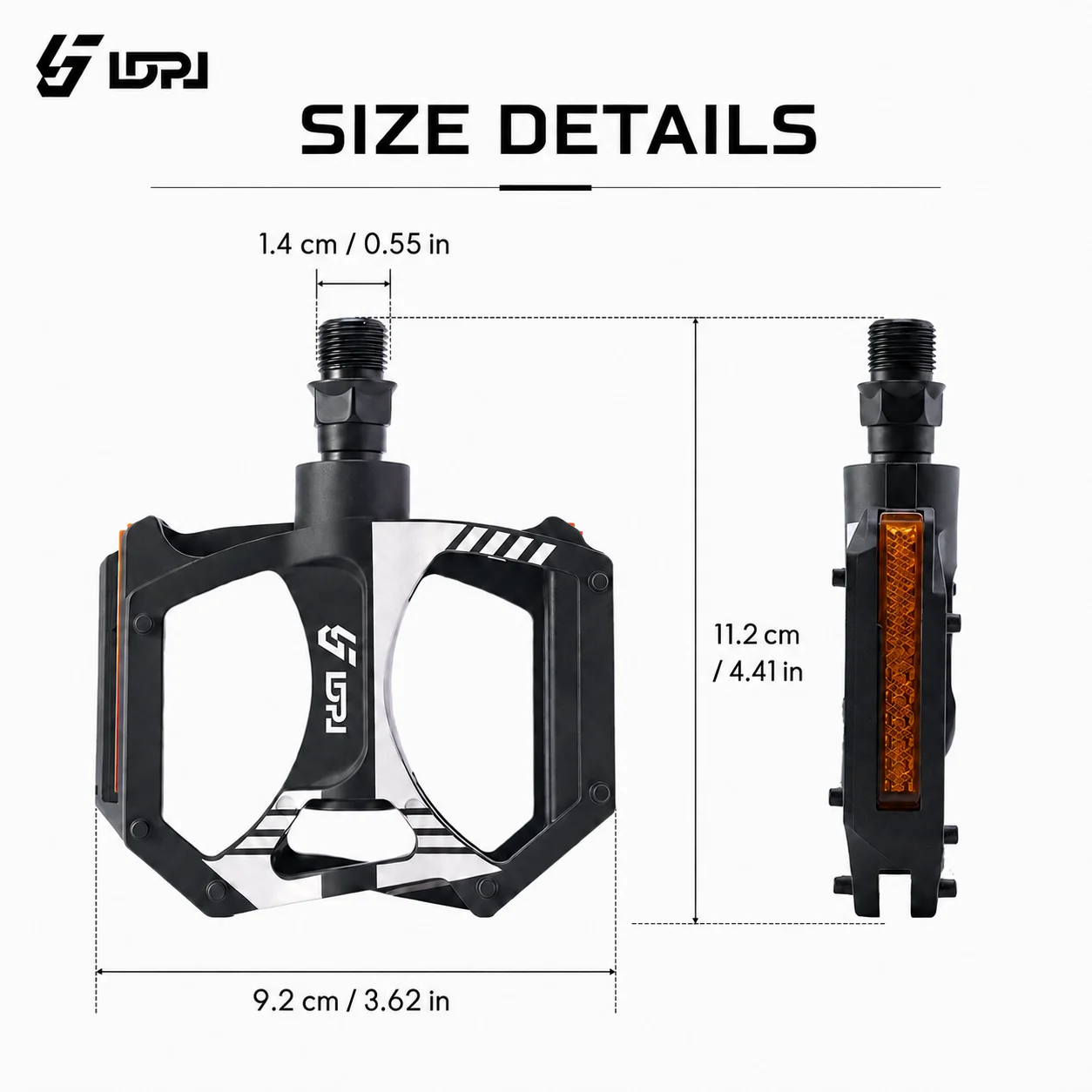 LDPJ bicycle nylon reflective pedals available in black/gray, lightweight and durable