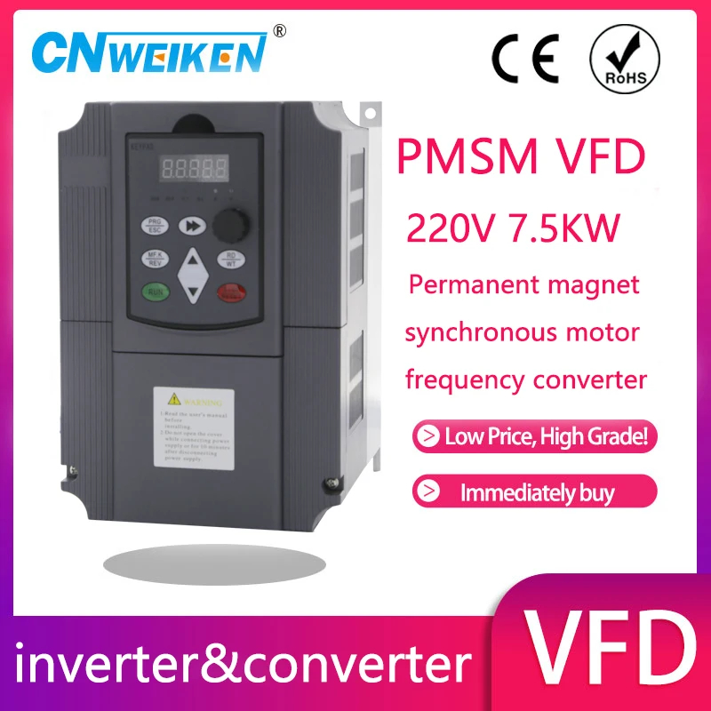 Imagem -06 - Conversor de Frequência Inversor de Vfd Entrada Monofásica Fases 220v Saída Ímã Permanente Motor de Pmsm 0.75kw7.5kw 220v