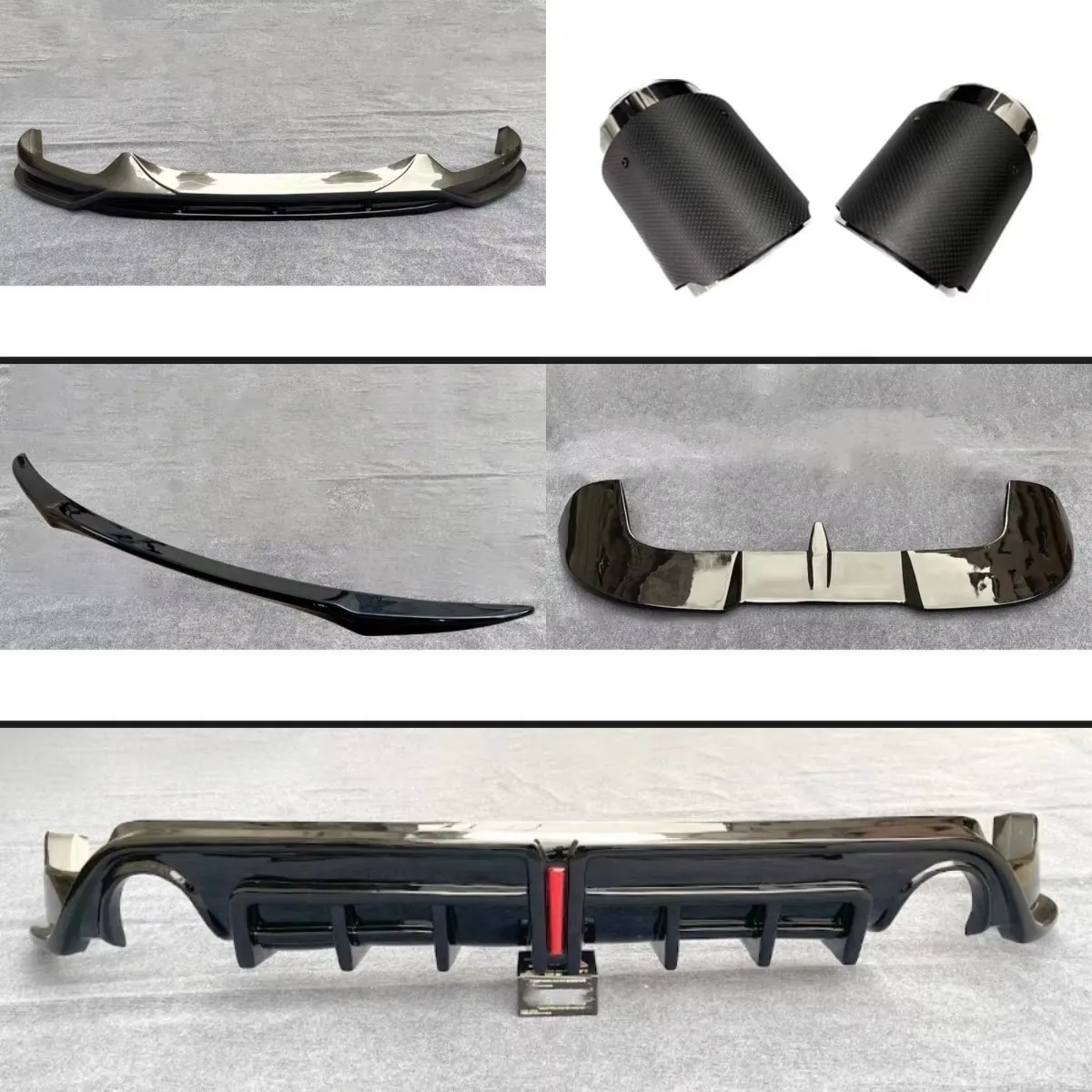 Glänzend Schwarzes Kit für Mazda 2. CX5 2017-2020 Modifizierte Front- und Hecklippe, Mittelteil, Heckflügel, Auspuffendrohr-Baugruppe