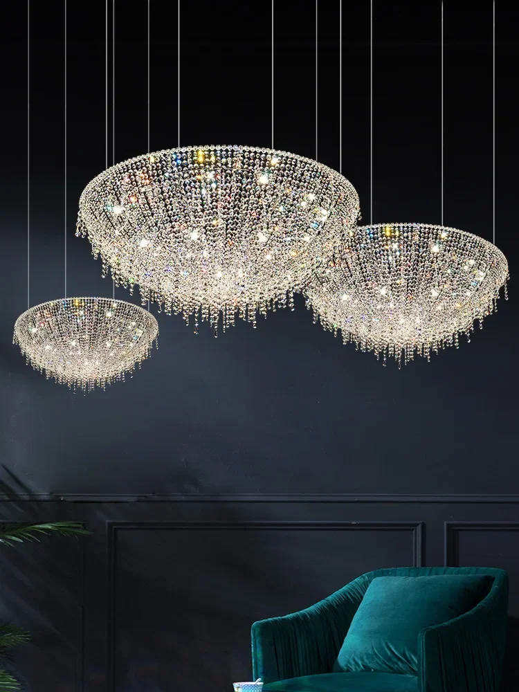 Modern K9 Crystal Designs LED Round Oval Chrome Chandelier Light Fixture Perfect Hanging Lamp For A Stylish Modern Living Room