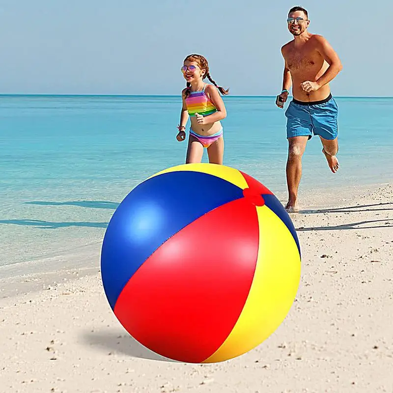 Strandbälle, große aufblasbare Poolbälle, Regenbogenfarben, aufblasbarer Ball, Sommerwasserspielzeug, bunt, aufblasbar, groß für das Sommerspiel