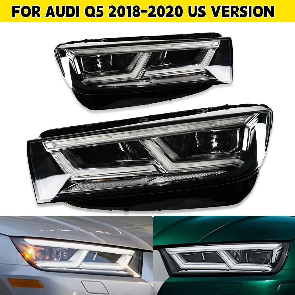 

1Pair 12V Full Led Car Lights For Audi Q5 2018 2019 2020 Headlights Upgrade Auto Front Headlamps Daytime Running Drl Turn Signal