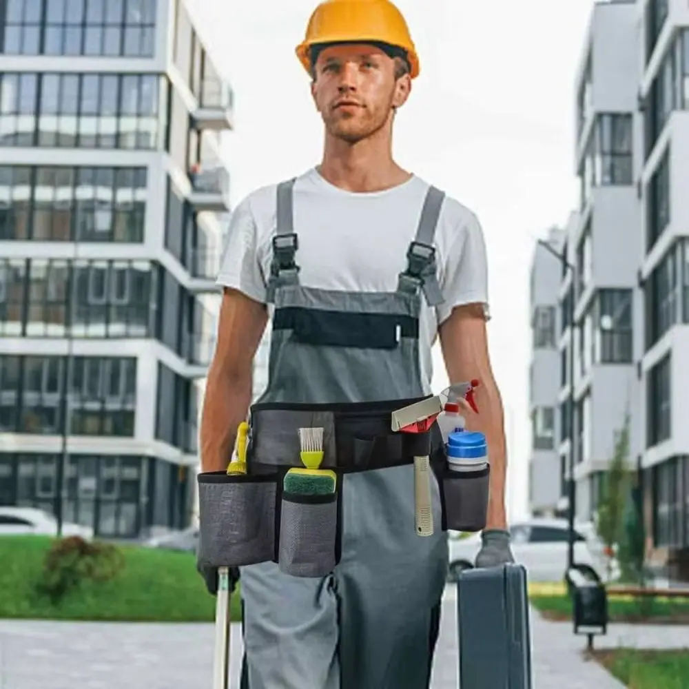 Waterproof Cleaning Kit Fanny Pack Multi-pocket Lightweight Gardening Tool Waist Bag Dark Gray Adjustable