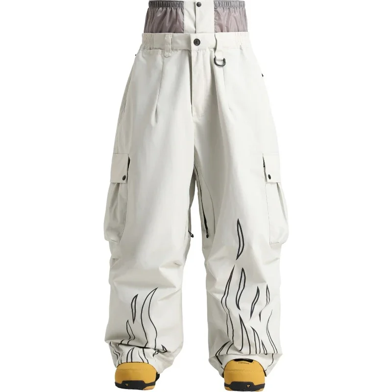 New Loose Solid Color Ski Pants Man Winter Warm Windproof Skirt Waterproof Women Trousers Outdoor Wear Resistant Snow Clothes