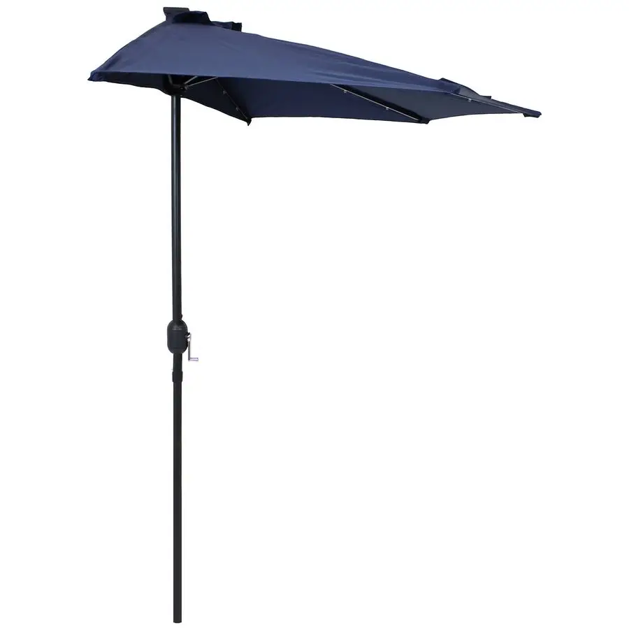 

9Foot Half Patio Umbrella with Solar LED Lights