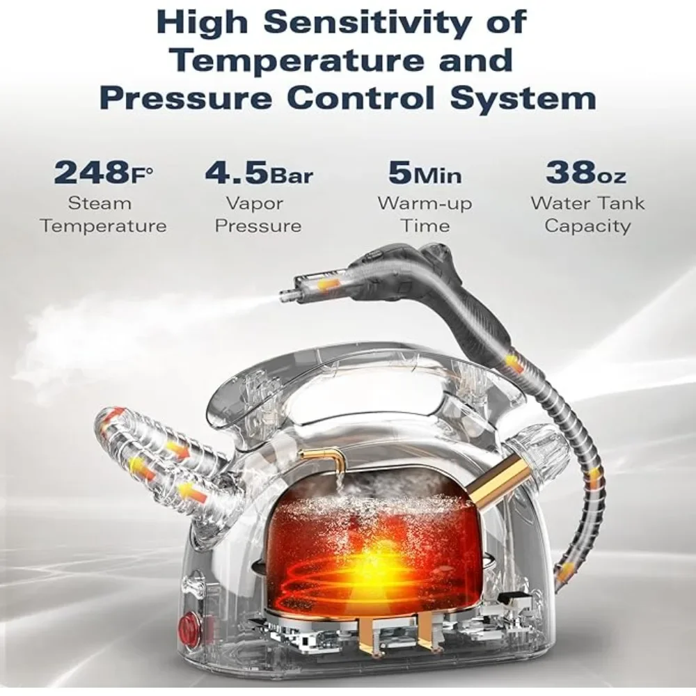 Limpador a vapor, motor a vapor potente multifuncional com 21 acessórios, esfregão a vapor portátil com tanque de água de 38 onças