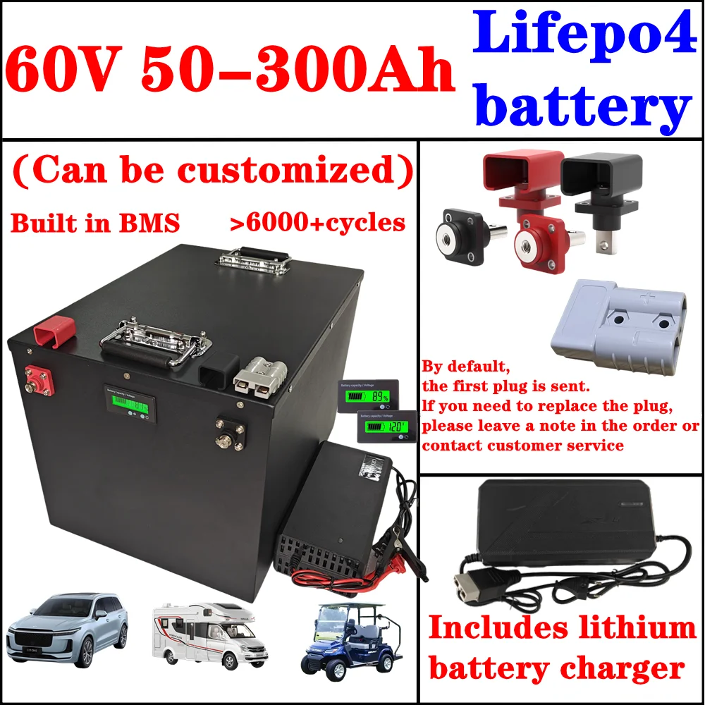

20S Lifepo4 Battery 60V 50Ah 70Ah 90Ah 100Ah 150Ah 180Ah 200Ah 300Ah Lithium Batteria for 3KW 6KW 10KW 12KW Golf Cart EV