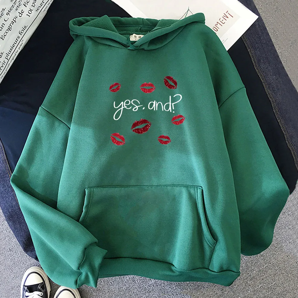 Yes,and? New Song Printing Hoodies Red Lips Cartoon Graphic Sweatshirts Streetwear Casual Men/Women Clothing Winter Warm Hooded