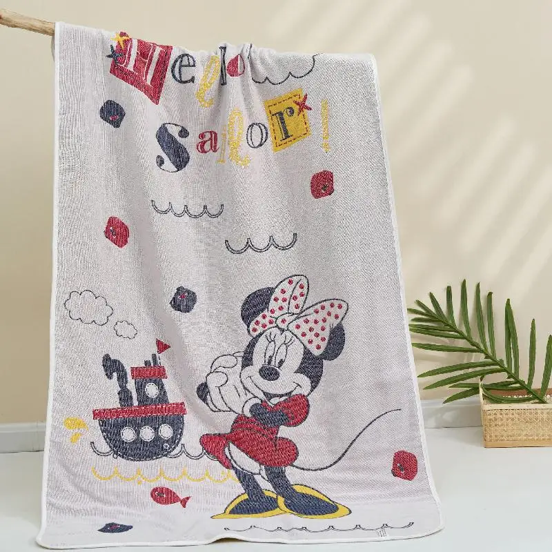 Disney Mickey Large Bath Towel Six Layer Pure Cotton Gauze Rectangular Quick Dry Absorbent Household Children Adult Beach Towel