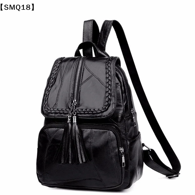 1Pcs Mini Mens Backpack Fashion Small Black Shoulder School Bag PU Waterproof Sports Travel Tassel Backpack【SMQ】