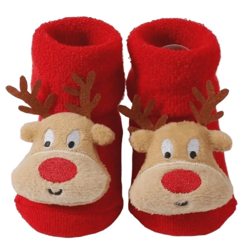 Christmas Patterned Baby Socks Soft & Safe Newborns Socks Unisex Baby Socks Not Slip Baby Socks for Beginner Walkers 425F
