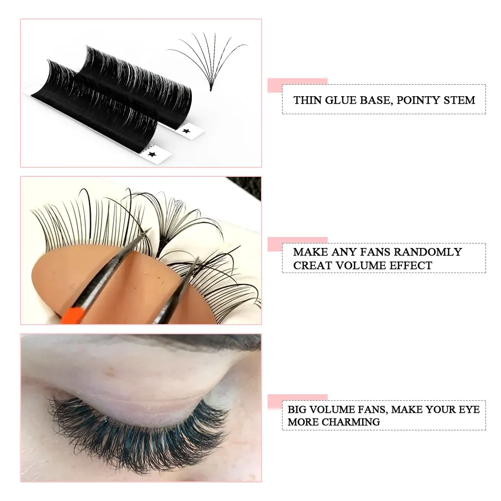 Abonnie 0.03mm Cashmere Easy Fanning Eyelash Extensions 8~25 MM Fast Fanning Lashes Self Blooming Volume Fans Auto Fan Cilios