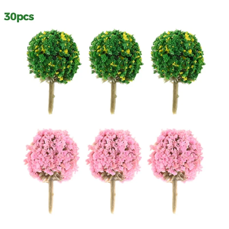 30Pcs/lot Plastic Mini Flower Trees Model Train Railway Scenery Landscape Diorama Layout 35mm HO OO Scale Furniture Home Decor