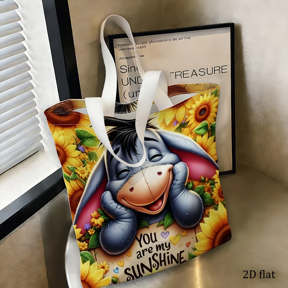 1pc Eeyore Sunflower "You are my SUNSHINE" Print Tote Bag,re