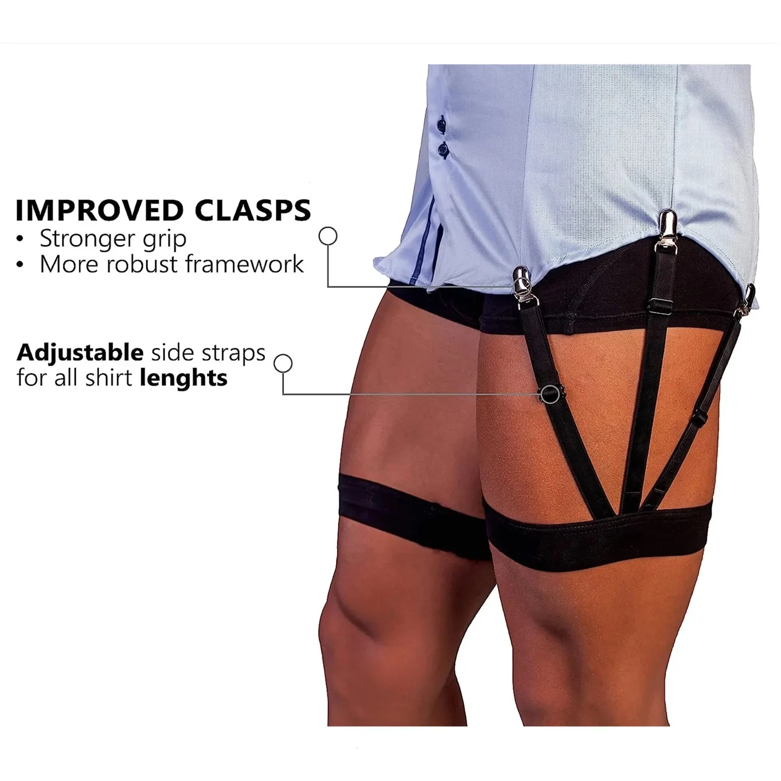 مجموعة حزام الخصر مع مشبك قفل مضاد للانزلاق قابل للتعديل - حافظ على قميصك طوال اليوم