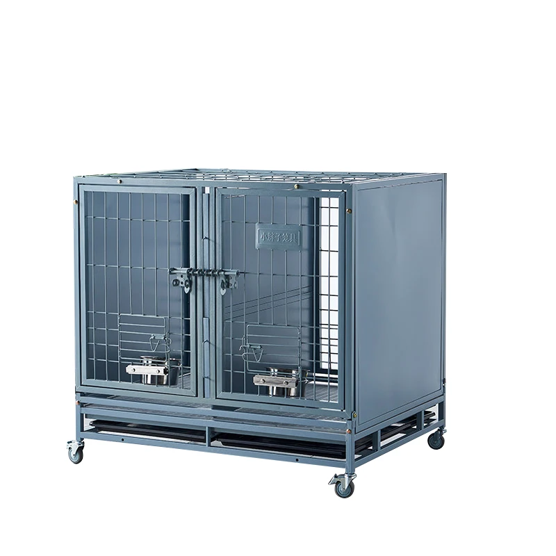 

2025 Custom Pet Supplies Foldable Oval Iron Tube Dog Cage High Quality 48 Inch Stackable Transport Kennel Cage with Wheels