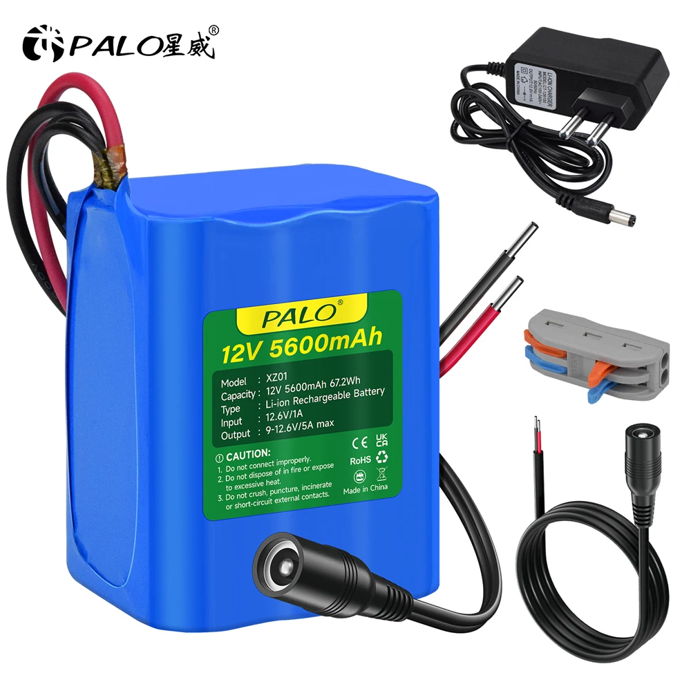 

PALO Portable 12V 5600mAh Li-Ion Battery Pack With adapter for Remote-controlled car Electronic piano FM radio station