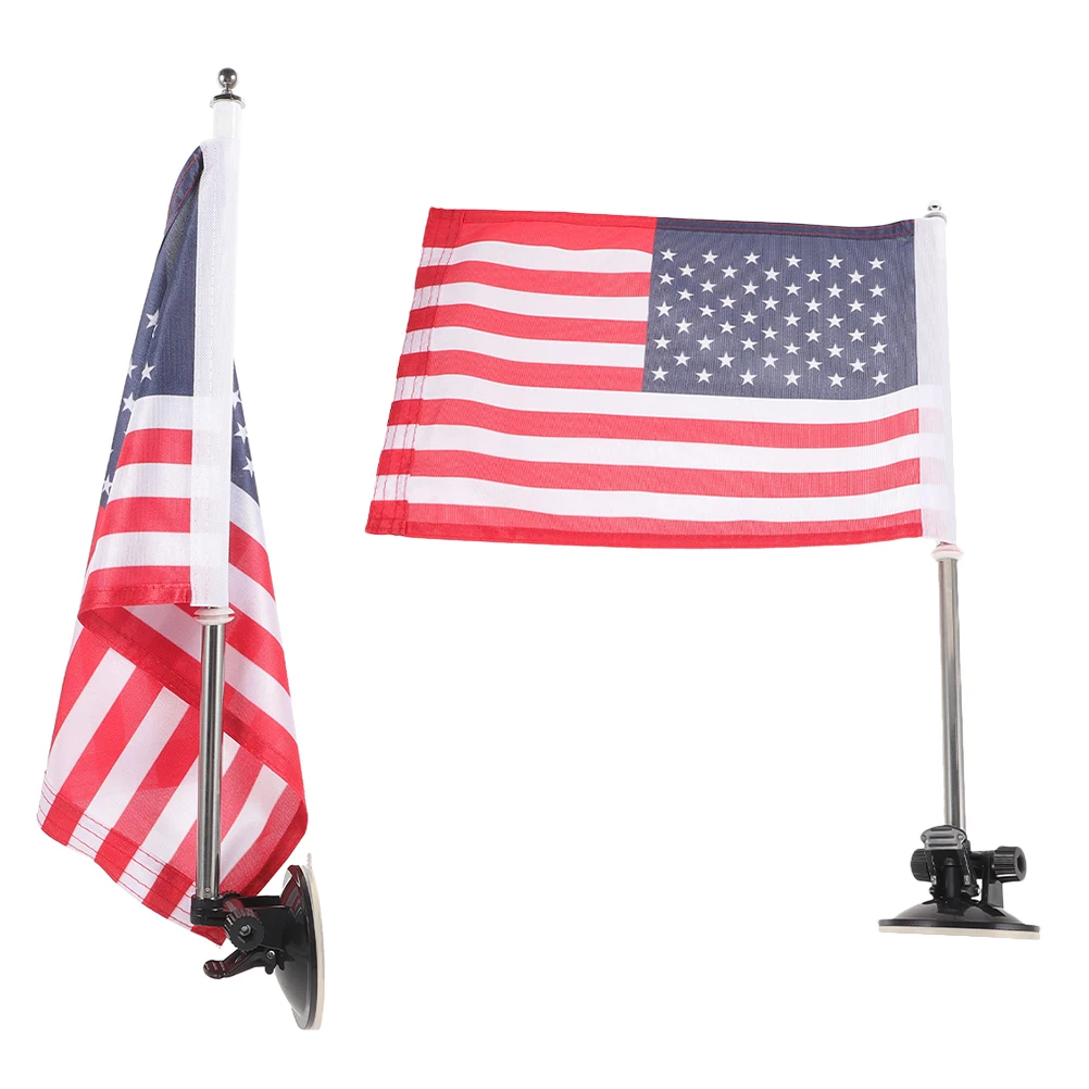 

2 set Car Flagpole Mount Kit Telescopic Suction Cup Base Display Hardware for Vehicle Parade Patriotism Celebration