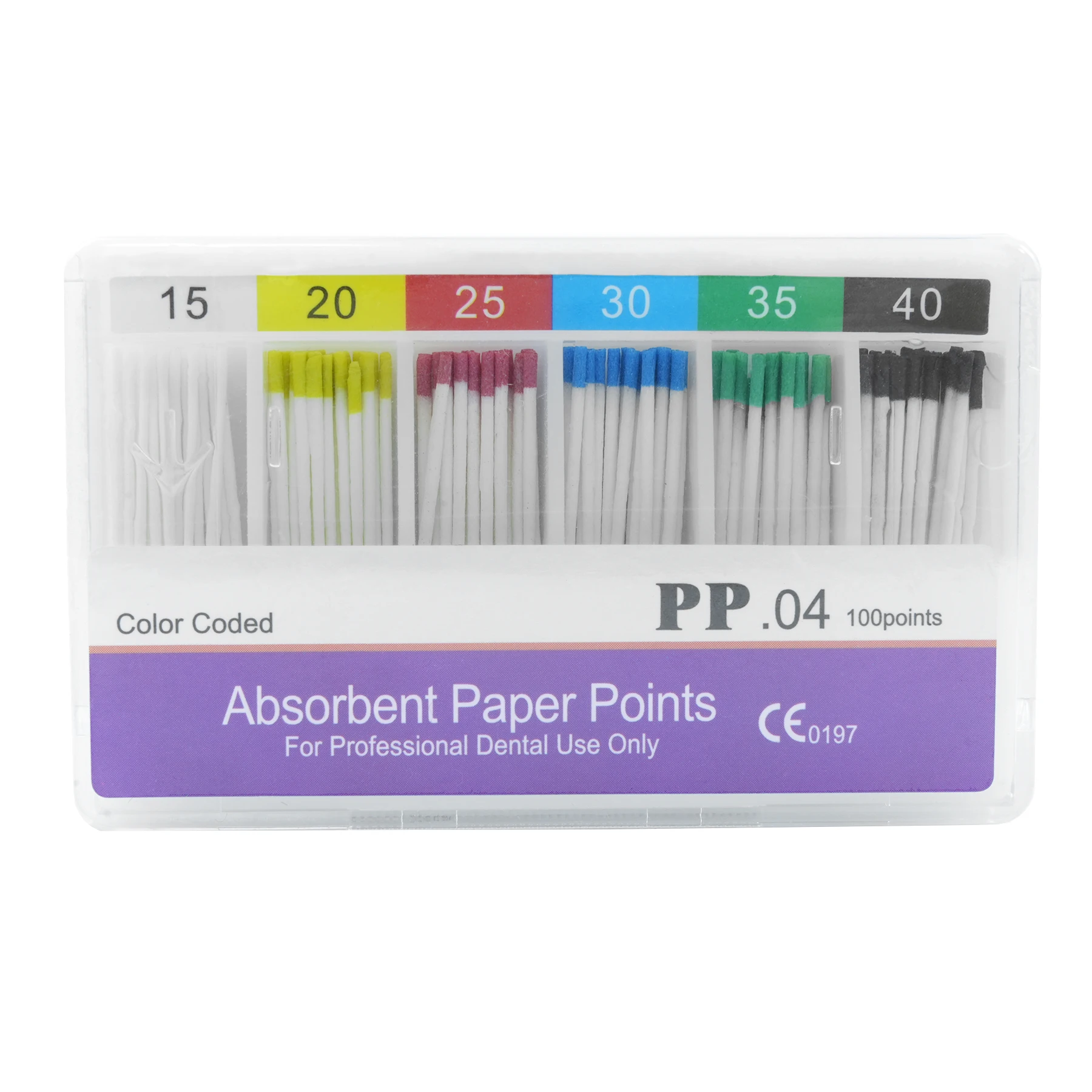 WELLCK-Puntos de papel absorbentes dentales, tamaños mixtos estériles 02 04 06, cono 15-40 # para uso de dentista, materiales de odontología, 1 caja