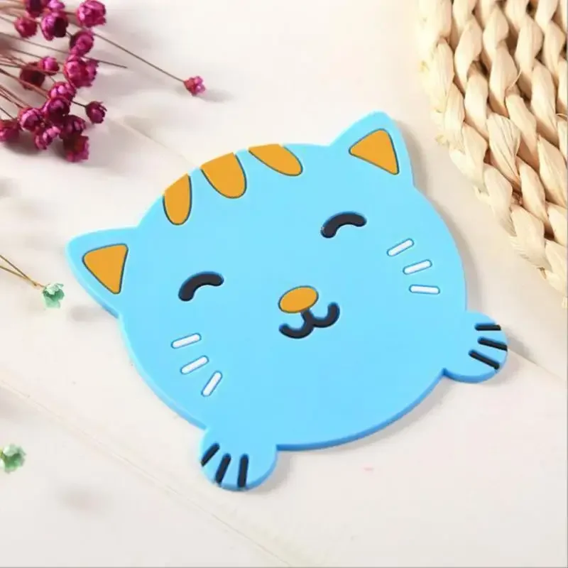 Cartoon Coaster Silicone Mat Drink Cup Coasters Non-slip Placemat Cute Animal Cup Mats Pad Pot Holder Kitchen Accessories