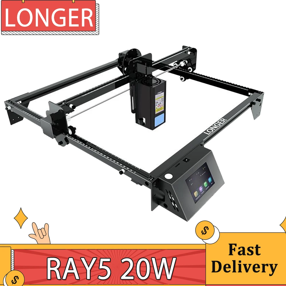 LONGER RAY5 20W Laser Engraver Cutter, Fixed Focus, 0.08*0.1mm Laser Spot, 32-Bit Chipset, Support APP Connection, 375*375mm