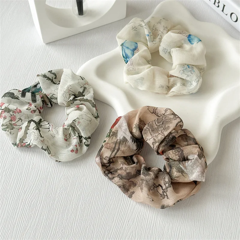 

Korean Woman ink painting calligraphy Design Elastics Hair Band Scrunchies Girls Hair Ties Ladies Ponytail Hold Hair Accessories