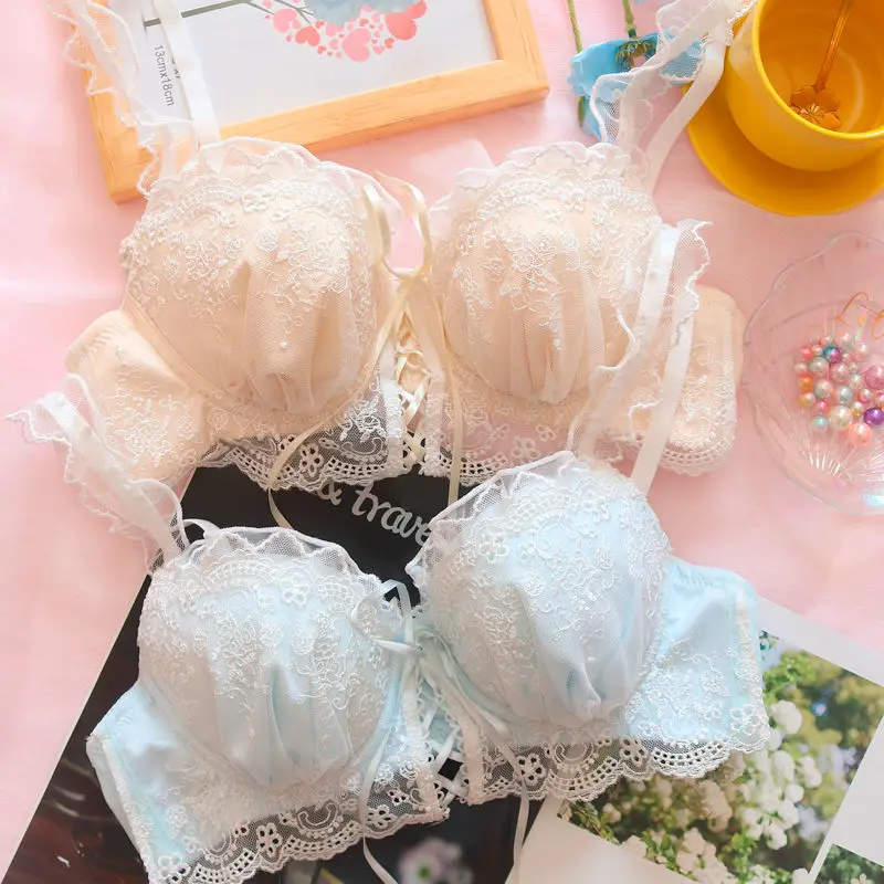 Fairy lingerie Japanese lace up small chest gathers sweet and cute loli girl bra