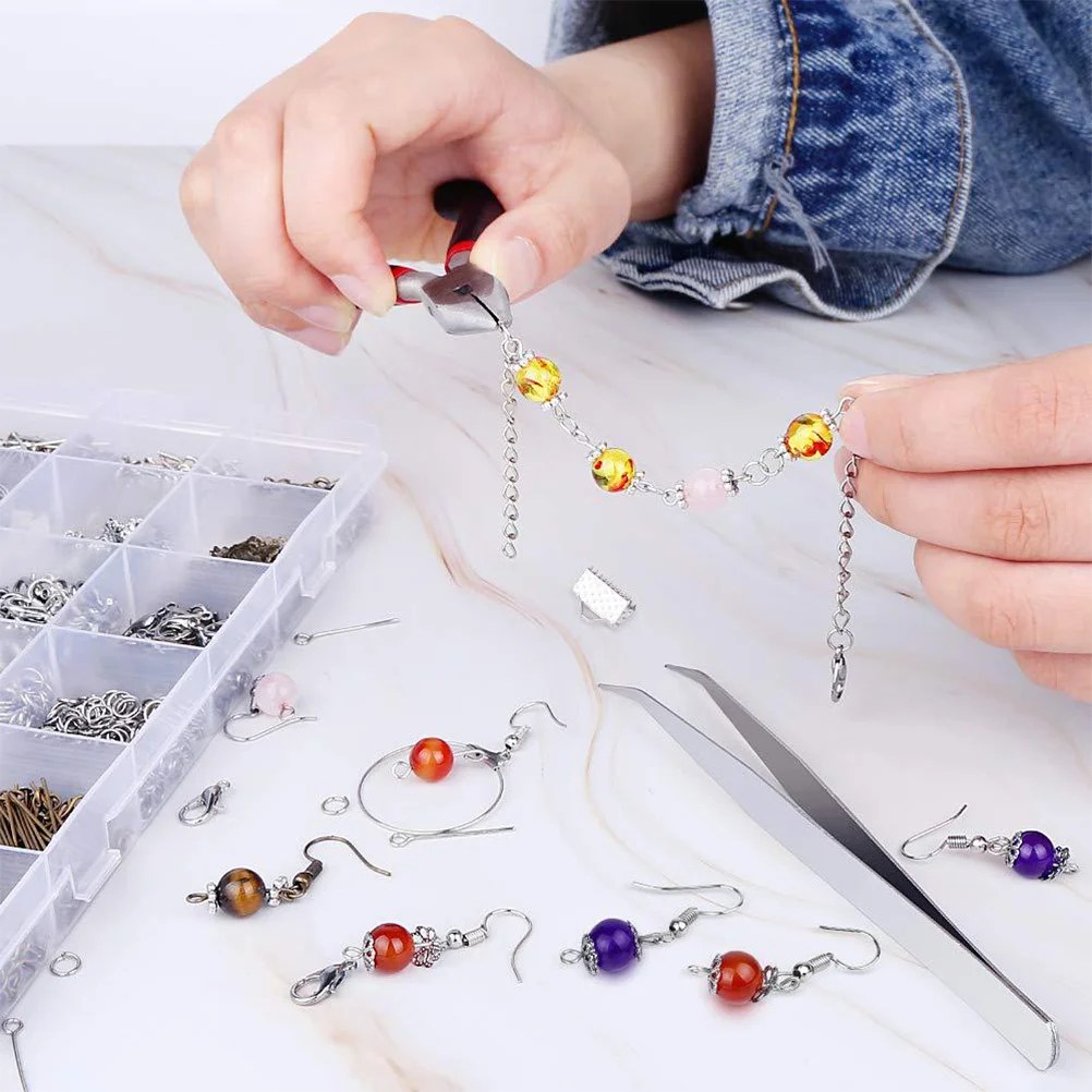 

Jewelry Making Kit Plastic Box 24 Compartments Diy Necklace Bracelet Craft Supplies Beading Tools Ring Lobster Clasp Cord