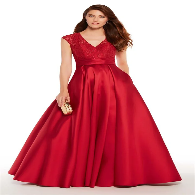 

Elegant Lace V Neck Red Evening Occasion Dresses A Line Sleeveless Party Cocktail Gowns Mother Of Bride Groom Wears New Arrival