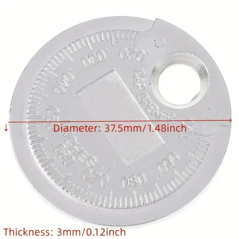 1pc Spark Plug Gap Gauge 0.6-2.4mm Ouble-Sided Coin-Type Spark Plug Gage Caliber Measuring Tool with Metric & Imperial Units