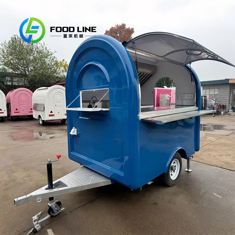 الأزرق الألياف الزجاجية امتياز الغذاء شاحنة مقطورة المظلة مروحة العادم للوجبات السريعة شواء الآيس كريم بيع مخصص #2