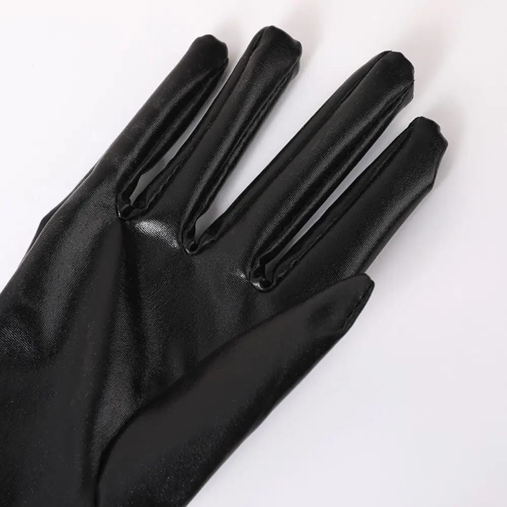 Fashion Elastic Zipper Long Gloves Cloth Shiny Patent Leather Black Gloves Elbow Long Punk Women Gloves Prom Dress