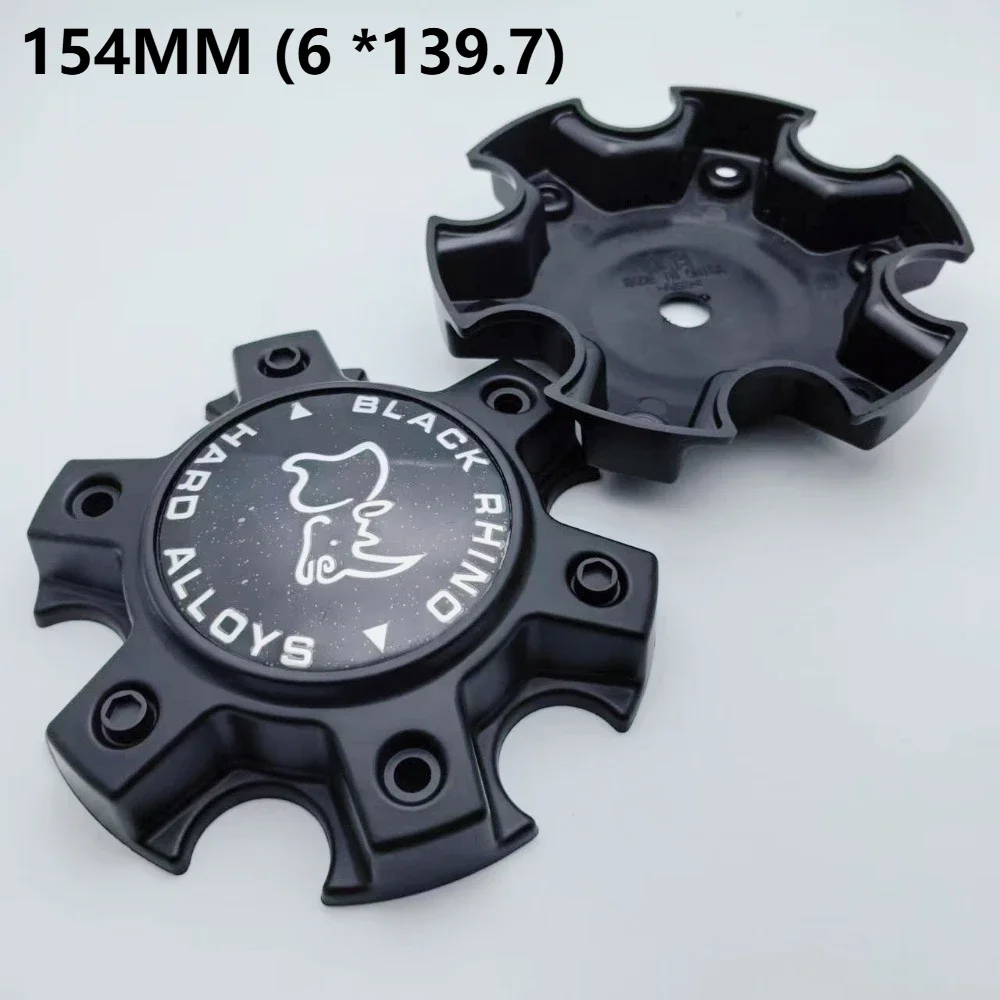 

4pcs 154MM Off-road Vehicle Black Rhino Logo Emblem Car Wheel Center Caps 6 Hole 139.7 Car Rim Hubcaps Dust Cover Wheels Hub Cap