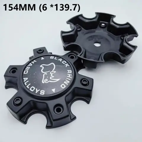 Hubcaps 6 Hole Cover 4pcs 154MM Off-road Vehicle Black Rhino Logo Emblem Car Wheel Center Caps 6 Hole 139.7 Car Rim Hubcaps Dust Cover Wheels Hub Cap